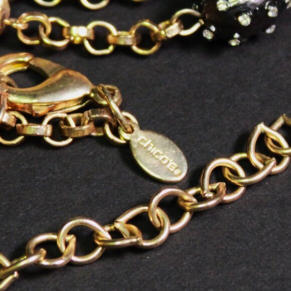 NWT Chico's Gold Tone Necklace with Black Rhinestone Beads - Picture 6 of 6